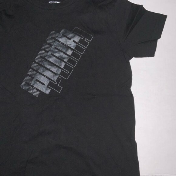 Puma Small (8) Black Big Boy Power Pack Shimmer Logo Graphic T-Shirt (K) - Picture 3 of 7